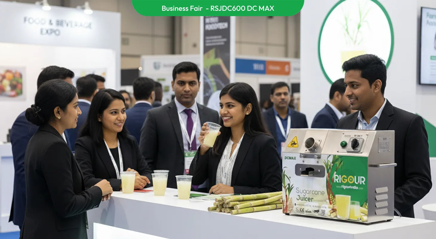 DC MAX sugarcane juice machine at business fair
