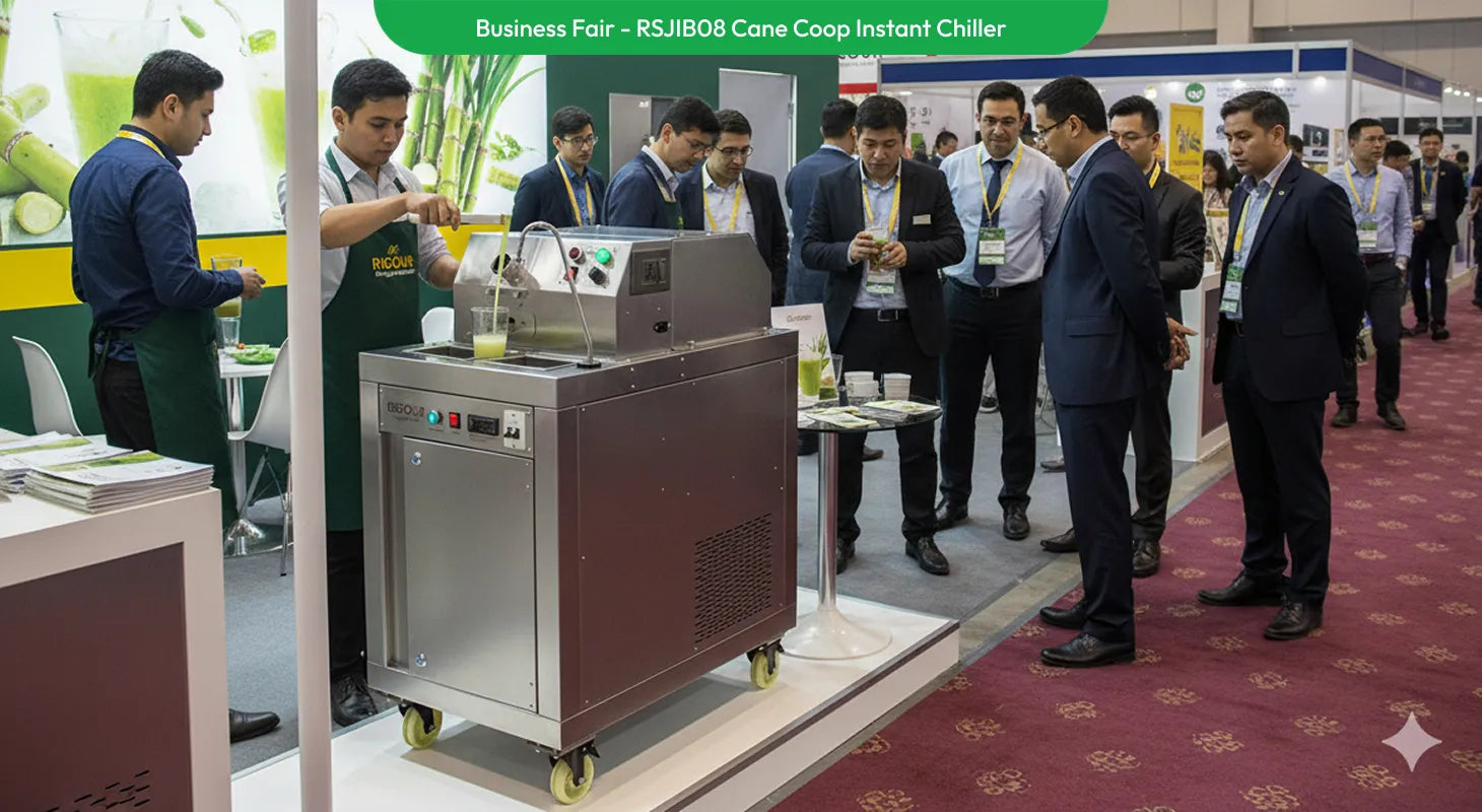 Cane Coop instant chiller at business fair stall