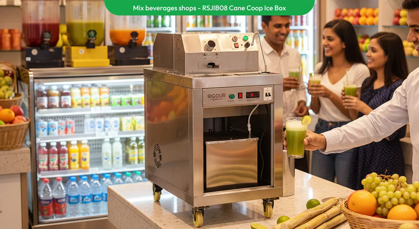 Cane Coop ice box for mixed beverage outlets