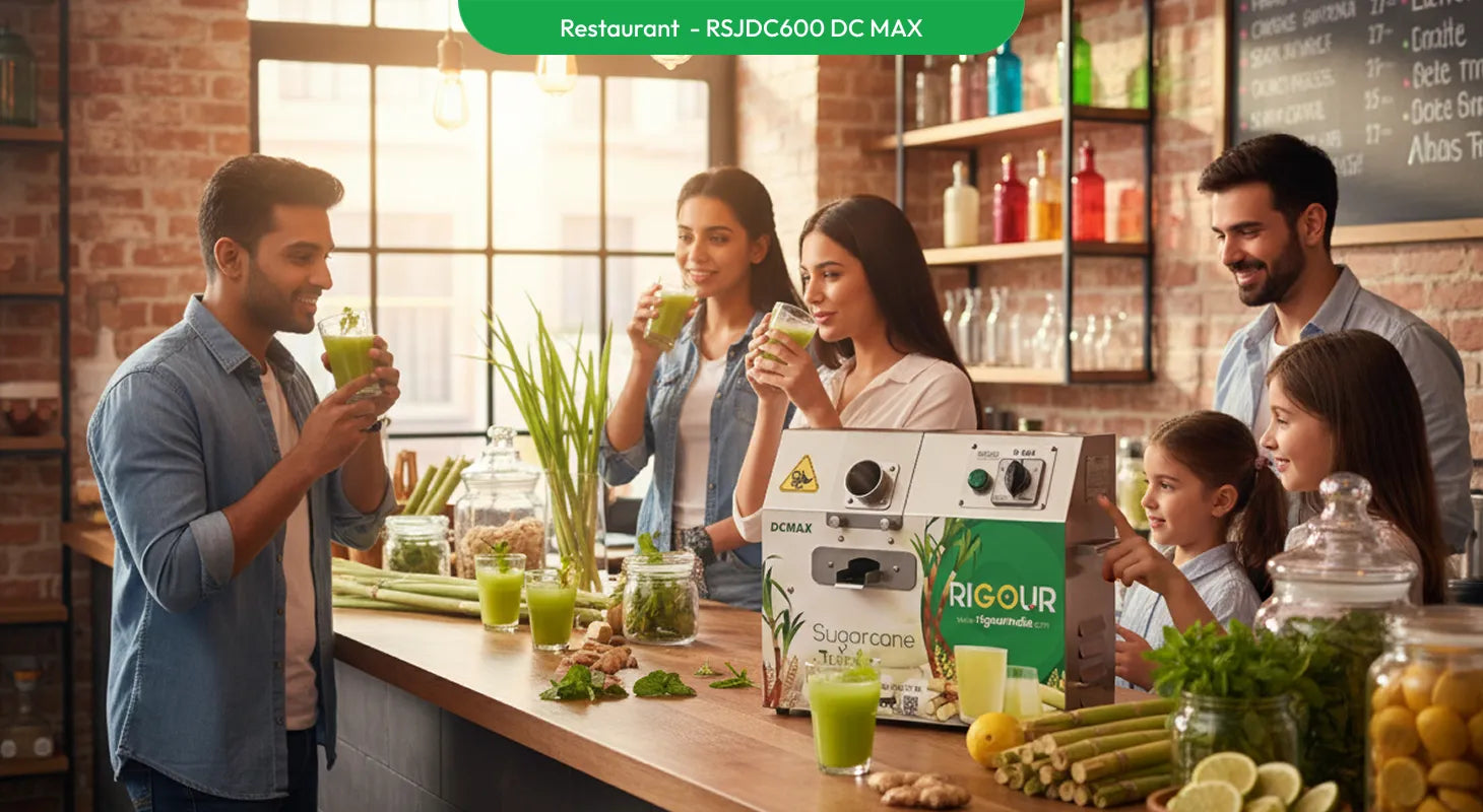 DC MAX sugarcane juice machine used in restaurant